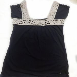 Abercrombie & Fitch Black and Cream Tank